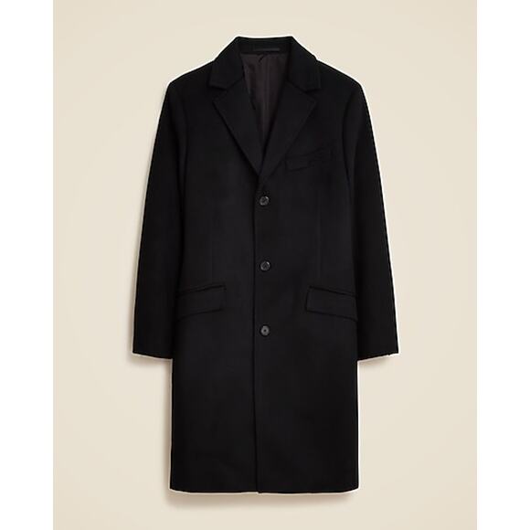 J.Crew Men's Black Rivington Topcoat In Italian Wool Blend Size 44R NWT - Picture 5 of 13